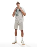 [ONLY & SONS] ONLY & SONS seersucker shirt in beige (part of a set)-Neutral XS Silver Lining