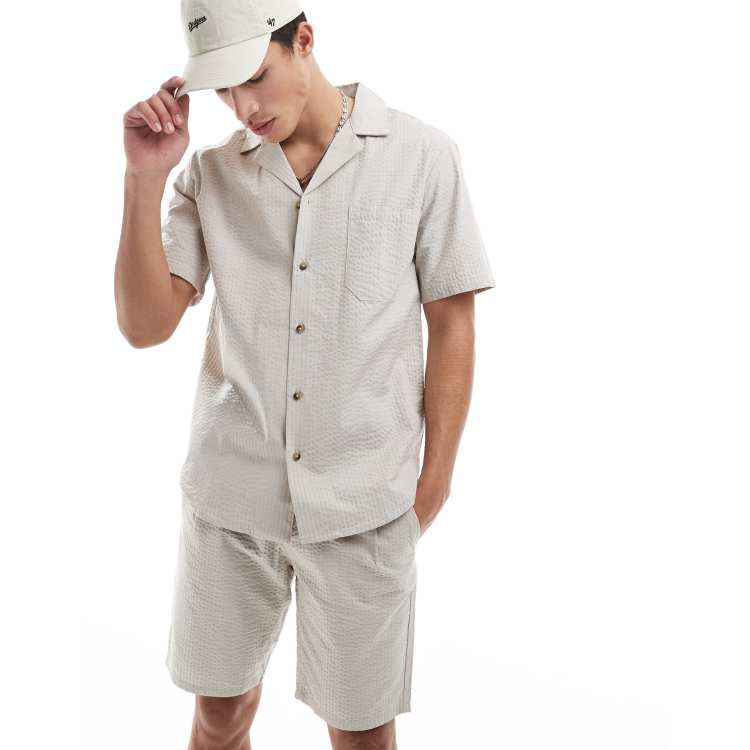 ONLY & SONS seersucker shorts in beige - part of a set | ASOS