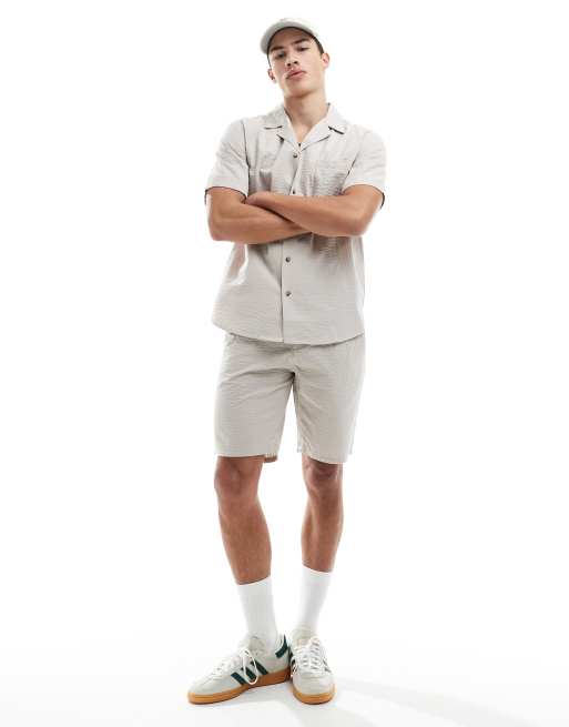 ONLY & SONS seersucker shorts in beige - part of a set | ASOS