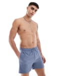 [ONLY & SONS] ONLY & SONS seersucker swim shorts in blue S Flint stone