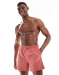 [ONLY & SONS] ONLY & SONS seersucker swim shorts in dark pink XXS Dusty cedar
