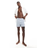 [ONLY & SONS] ONLY & SONS seersucker swim shorts in light blue stripe S Quiet Harbor