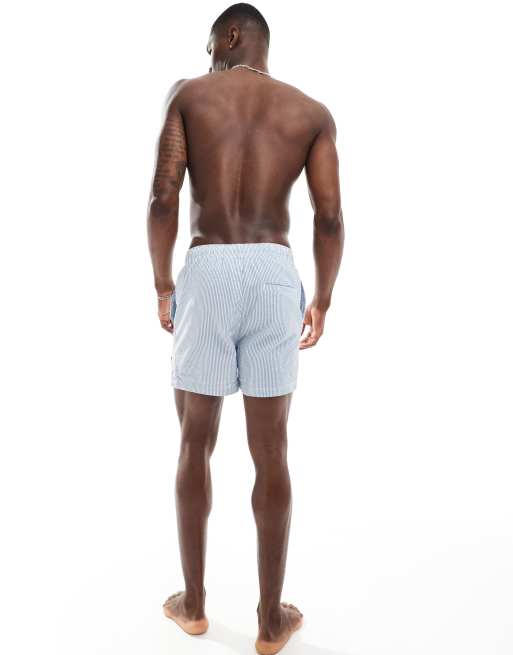 ONLY & SONS seersucker swim shorts in light blue stripe, 4 of 4