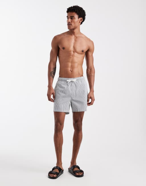 Only & Sons - Seersucker zwemshort in donkere kaki strepen, 2 van 5