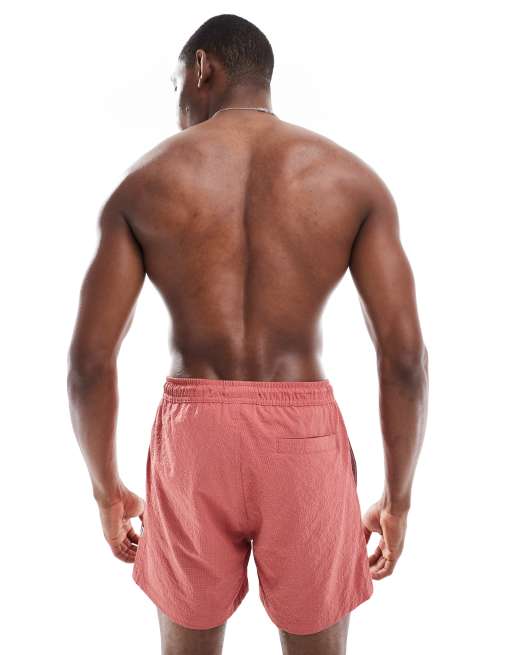 ONLY & SONS - Seersucker zwemshort in donkerroze, 3 van 4