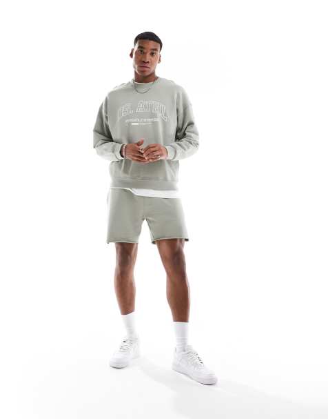 ONLY & SONS – Set in Salbeigrün mit Sweatshirt und Shorts - view 1