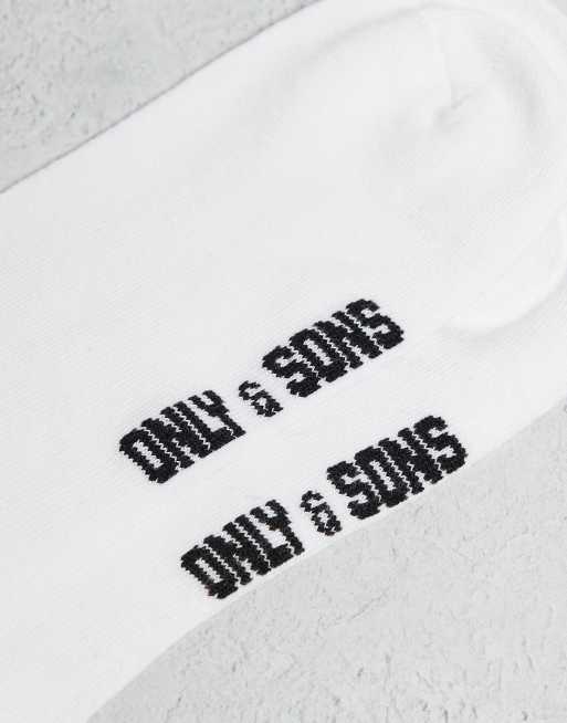 ONLY & SONS - Set van 3 paar sokken in wit met zwarte tekst, 2 van 3