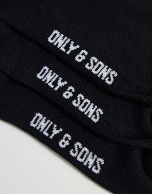 Only & Sons - Set van 3 paar sokken in zwart, 2 van 3