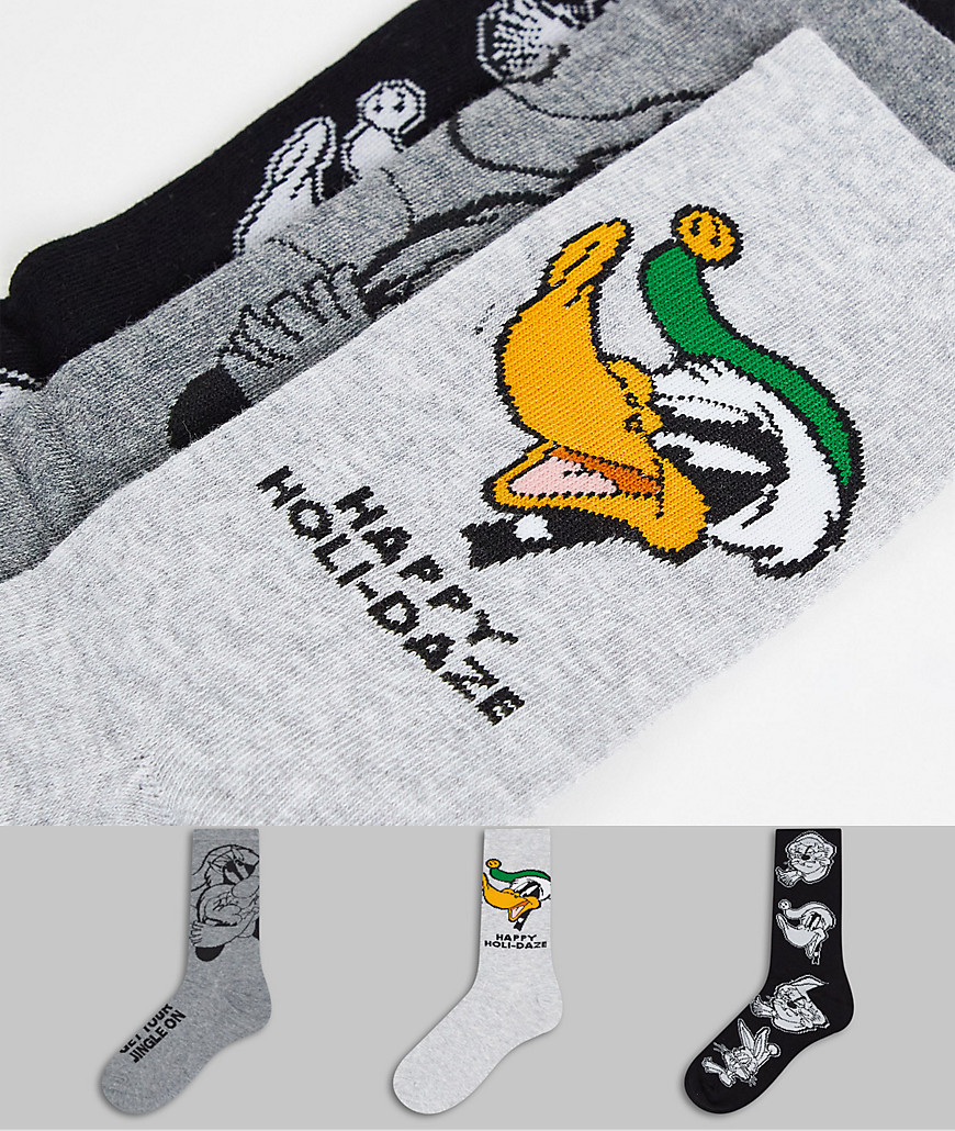 Only & Sons - Set van 3 paar sokken met Looney Tunes-print in multi-Veelkleurig