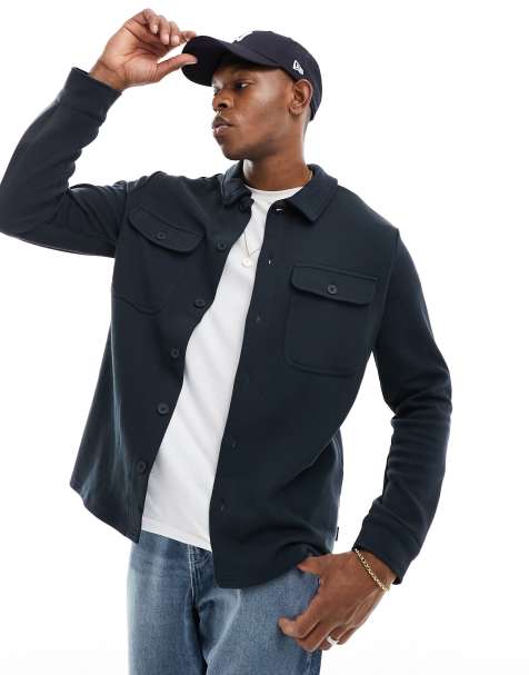 ONLY & SONS - Shacket van sweatstof met zakdetail in marineblauw - view 1