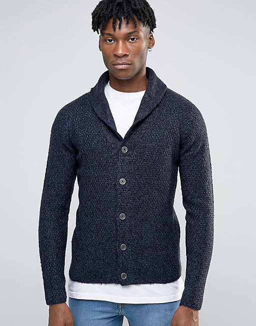 Only & Sons Shawl Neck Cardigan with Mix Yarn Detail