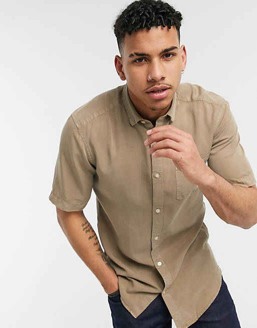 Only & Sons shirt in short sleeve beige | ASOS