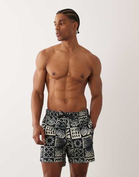 Only & Sons - Short de bain à imprimé color block - Noir et blanc - view 1