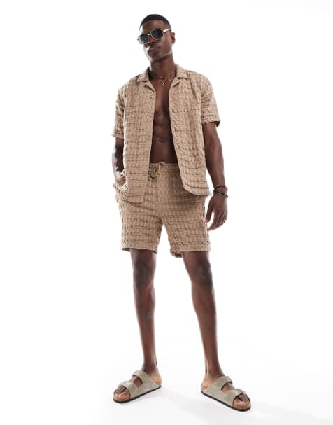 ONLY & SONS - Short d'ensemble en tissu gaufré - Beige - view 1