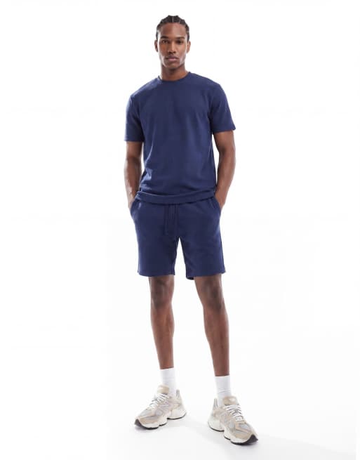 ONLY & SONS - Short d'ensemble en tissu gaufré - Bleu marine, 3 de 5