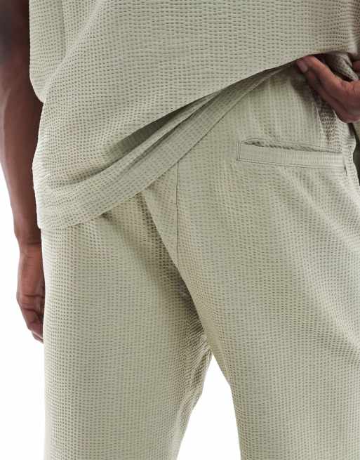ONLY & SONS - Short d'ensemble en tissu gaufré - Sauge, 4 de 5