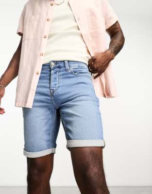 Only & Sons denim shorts in mid blue - ASOS Price Checker