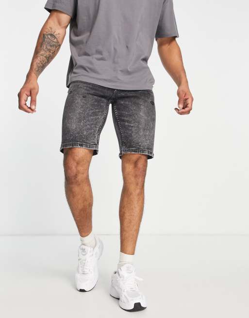 Only & Sons - Short fuselé en jean avec déchirures - Gris