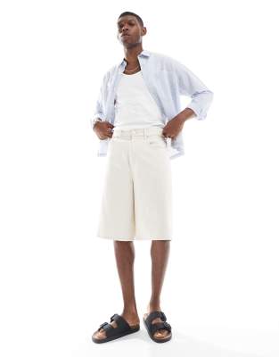 ONLY & SONS - Short long baggy en jean - Écru-Blanc