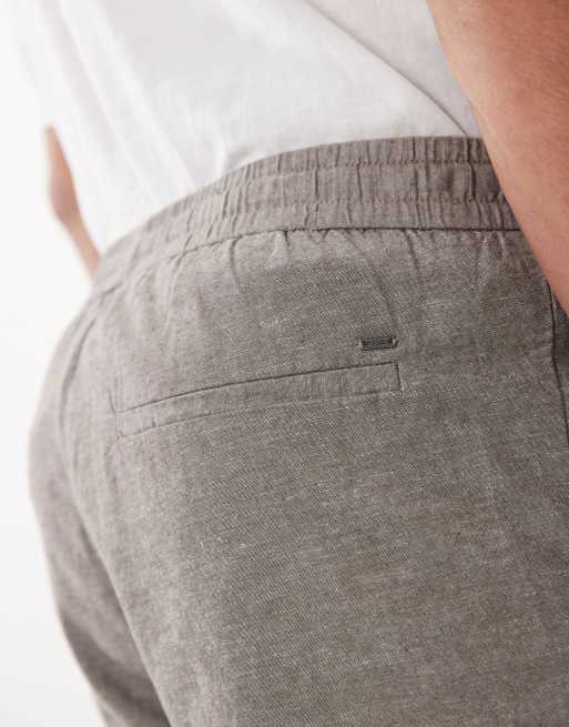ONLY & SONS - Short met gestrikte taille van linnenmix in beige-grijs, 4 van 5