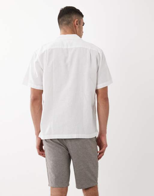 ONLY & SONS - Short met gestrikte taille van linnenmix in beige-grijs, 5 van 5