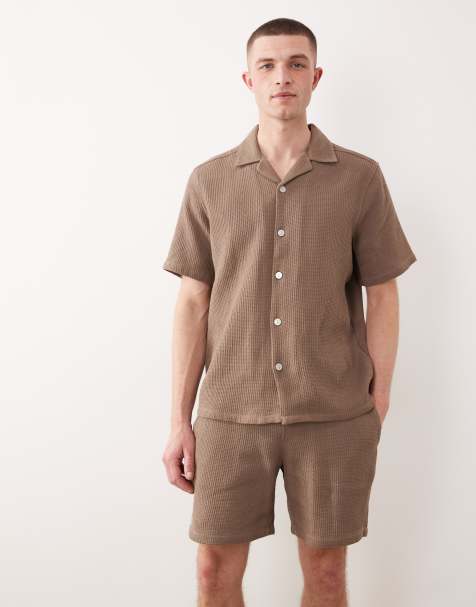 ONLY & SONS - Short met wafelstructuur in bruin, deel van co-ord set - view 1