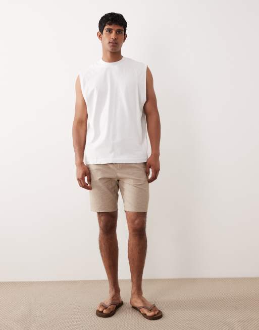Only & Sons - Short noué à la taille en lin mélangé - Marron clair