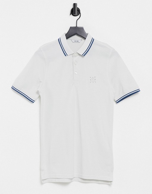 Only & Sons short sleeve fitted polo t-shirt in cloud dancer
