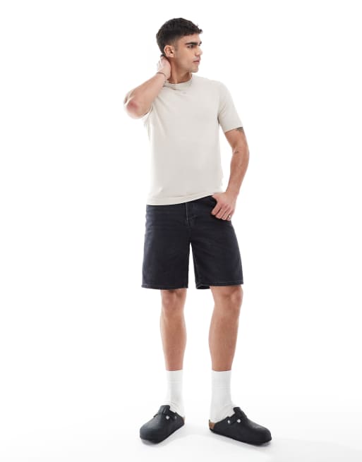ONLY & SONS short sleeve knit t-shirt in beige, 3 of 4
