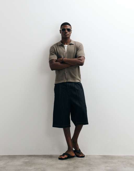 ONLY & SONS short sleeve knitted shirt in grey, 3 of 5