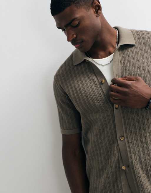 ONLY & SONS short sleeve knitted shirt in grey, 5 of 5