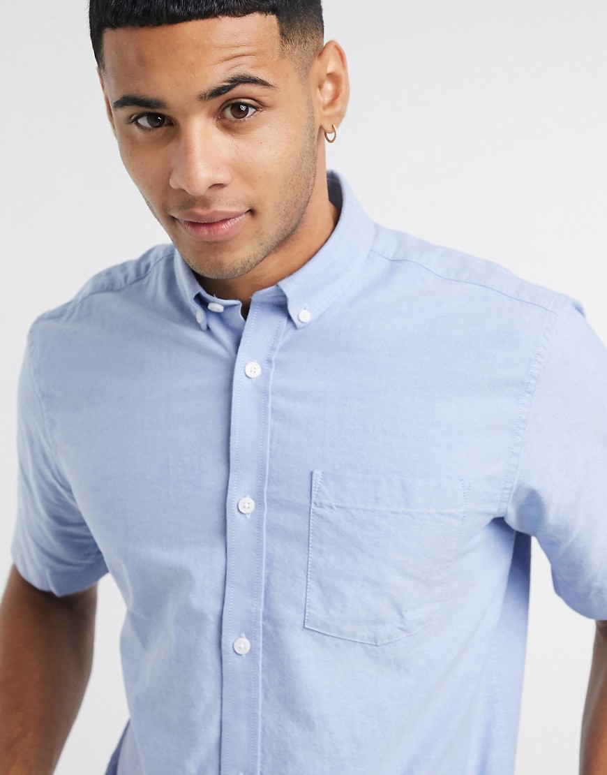 Only & Sons short sleeve Oxford shirt in cashmere blue
