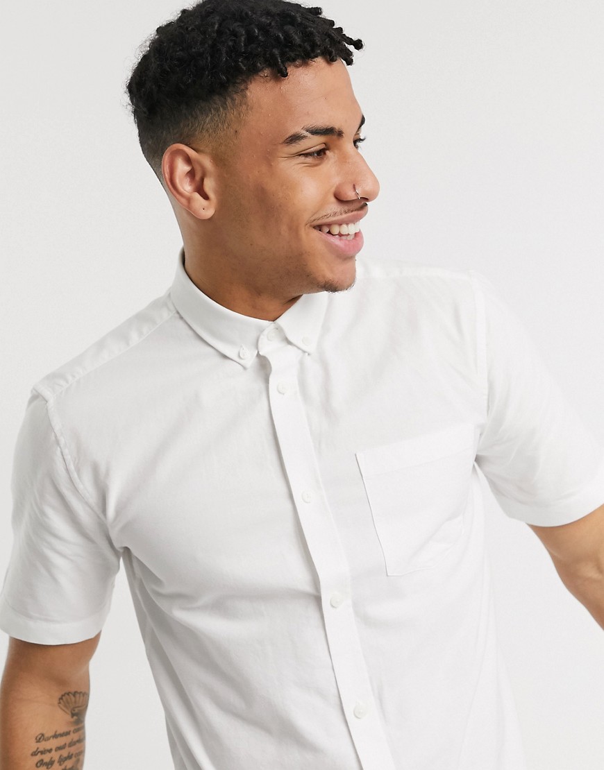 Only & Sons short sleeve oxford shirt in white