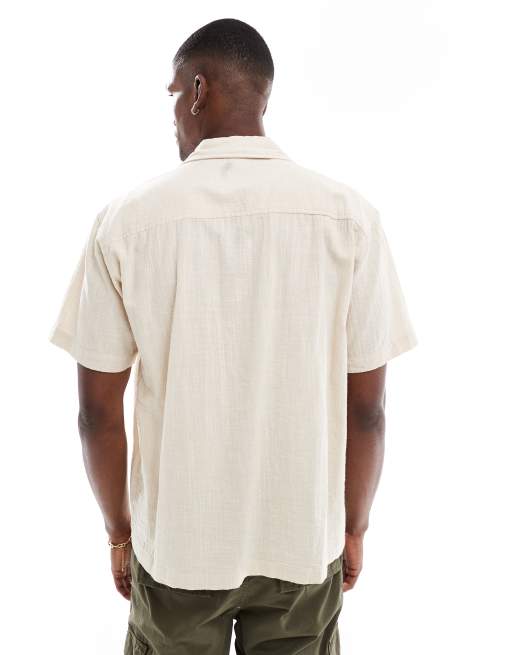 ONLY & SONS short sleeve resort collar shirt in beige, 2 of 4