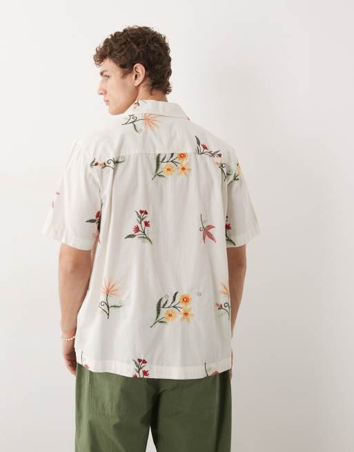 ONLY & SONS short sleeve shirt in white with floral embroidery, 5 of 9