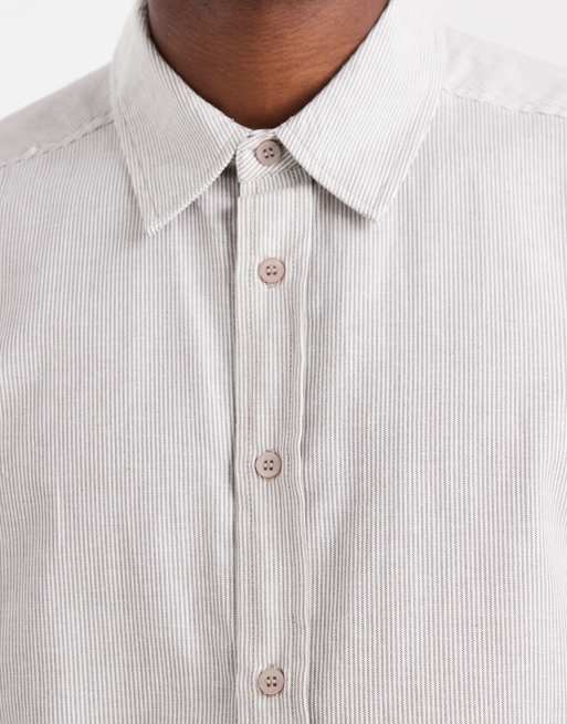 ONLY & SONS short sleeve shirt in white with light brown stripe, 5 of 5