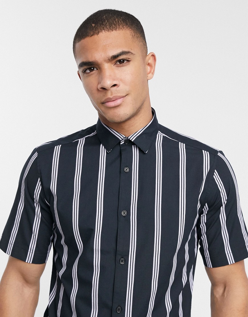 Only & Sons short sleeve stripe shirt-Navy