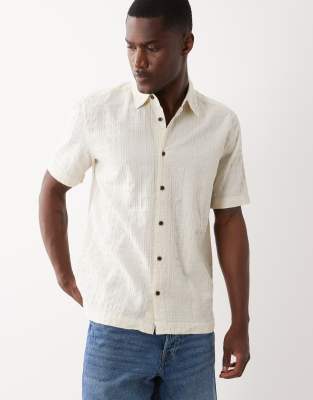 Only & Sons Short Sleeve Textured Shirt In White