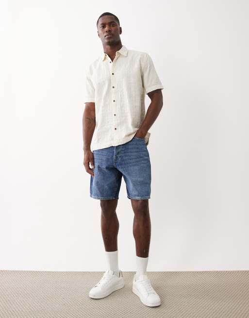 ONLY & SONS short sleeve textured shirt in cream, 2 of 5