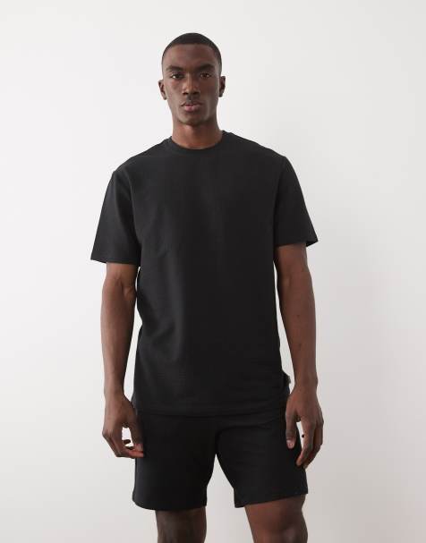 ONLY & SONS short sleeve waffle t-shirt co-ord in black - view 1