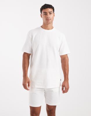 ONLY & SONS ONLY & SONS short sleeve waffle t-shirt co-ord in white