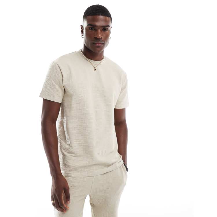 ONLY & SONS short sleeve waffle T-shirt in cream - part of a