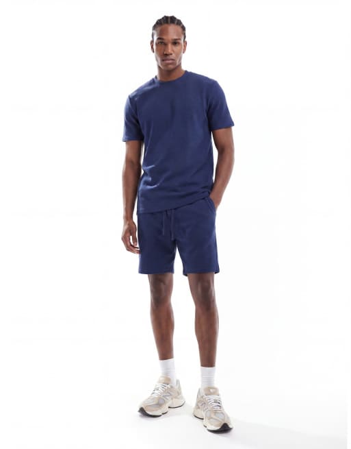 ONLY & SONS short sleeve waffle t-shirt in navy (part of a set), 4 of 4