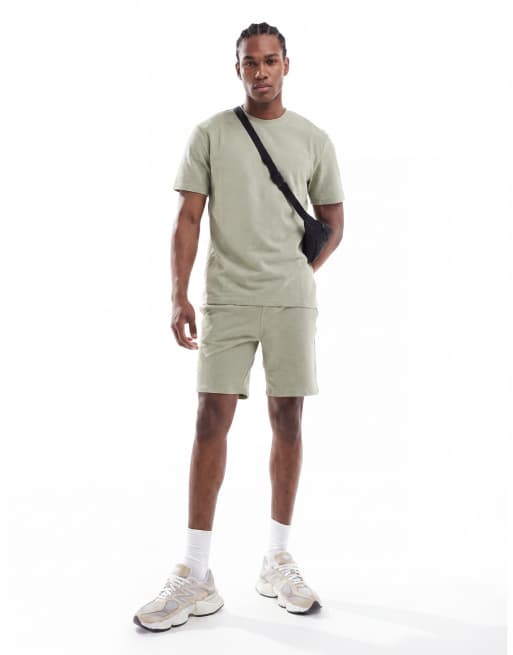 ONLY & SONS short sleeve waffle t-shirt in sage (part of a set), 2 of 4