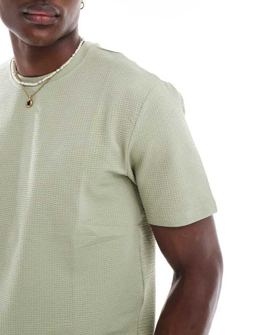 ONLY & SONS short sleeve waffle T-shirt in sage - part of a