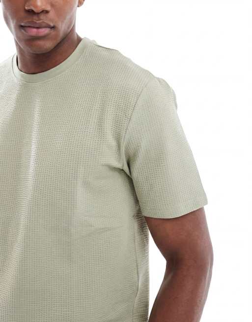 ONLY & SONS short sleeve waffle t-shirt in sage (part of a set), 4 of 4