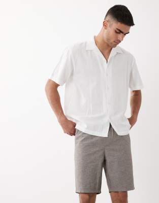 SONS - Shorts aus Leinenmix in Beige meliert mit Kordelzugbund-Neutral Neutral XS