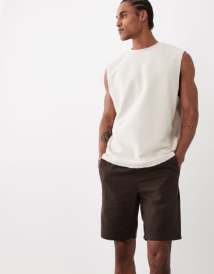 SONS - Shorts aus Leinenmix in Braun mit Kordelzugbund Braun S