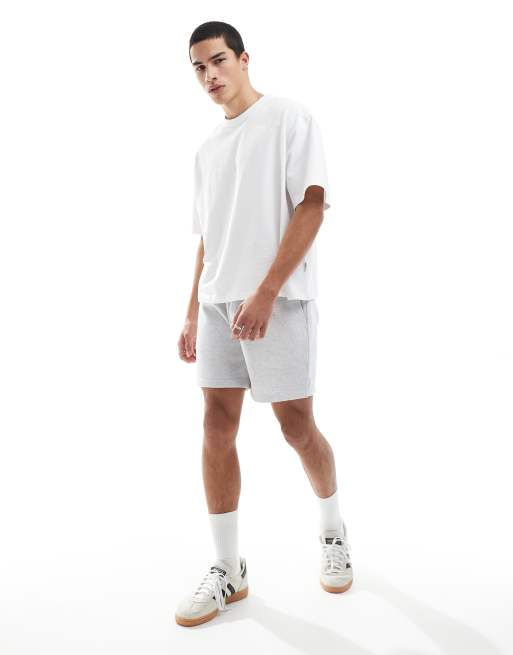 ONLY & SONS – Shorts aus Sweatshirt-Stoff in Hellgrau meliert, 2 von 5