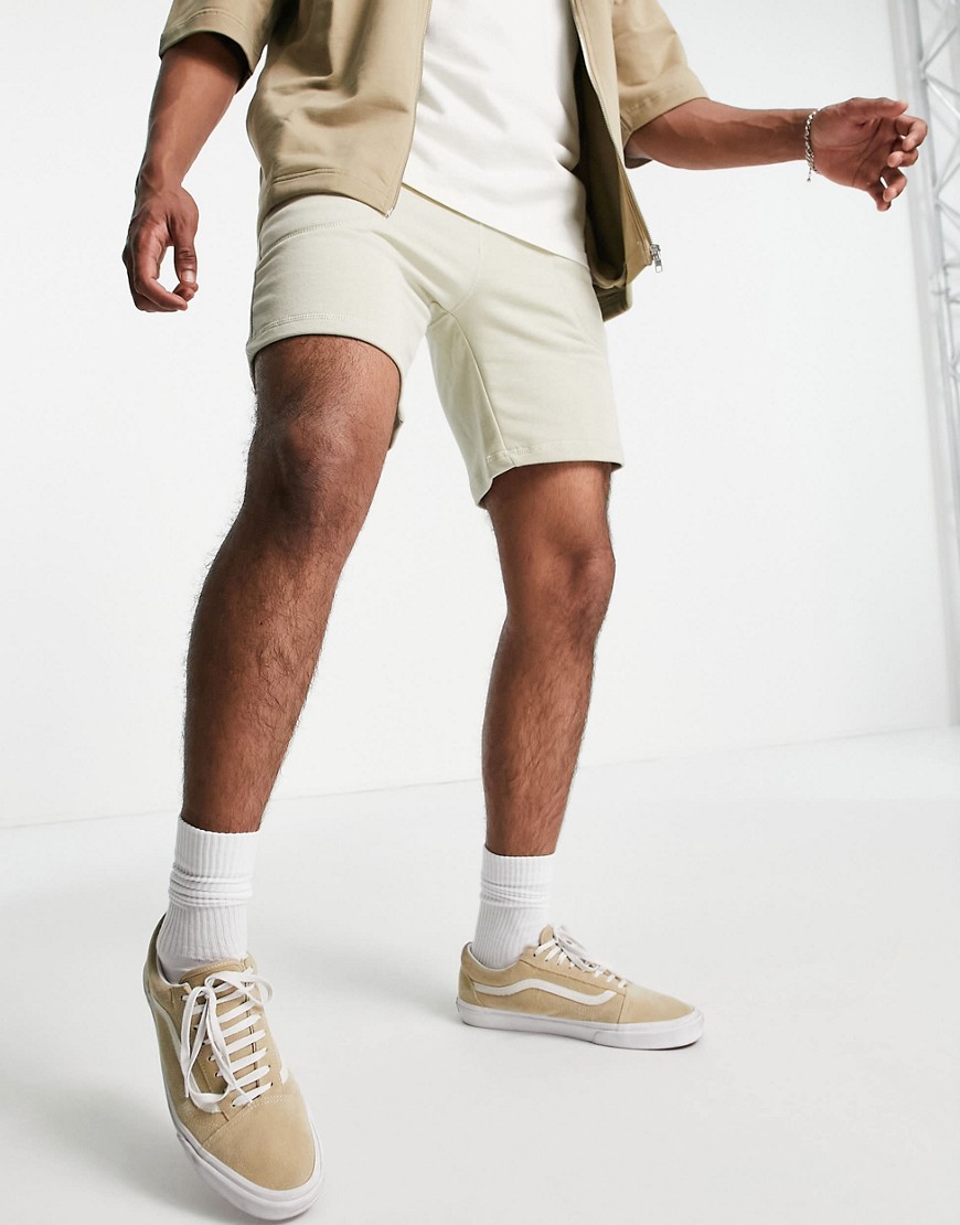 Only & Sons - Shorts i vasket beige sweatshirt-stof - Del af sæt-Neutral